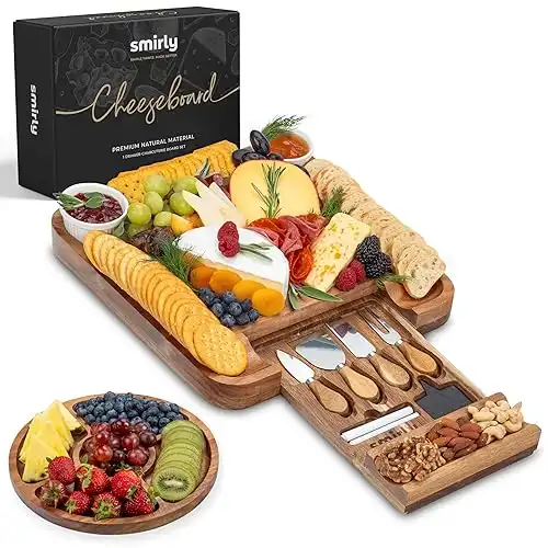 SMIRLY Charcuterie Boards Gift Set: Charcuterie Board Set, Acacia Cheese Board Set - House Warming Gifts New Home, Wedding Gifts for Couple, Bridal Shower Gift