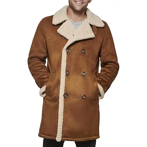 DOCKERS Men's Faux Shearling Midlength Overcoat