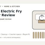 Editorial illustration for the Super Electric Fry Cutter review showing a neutral powered food-cutter concept with fries and prep context
